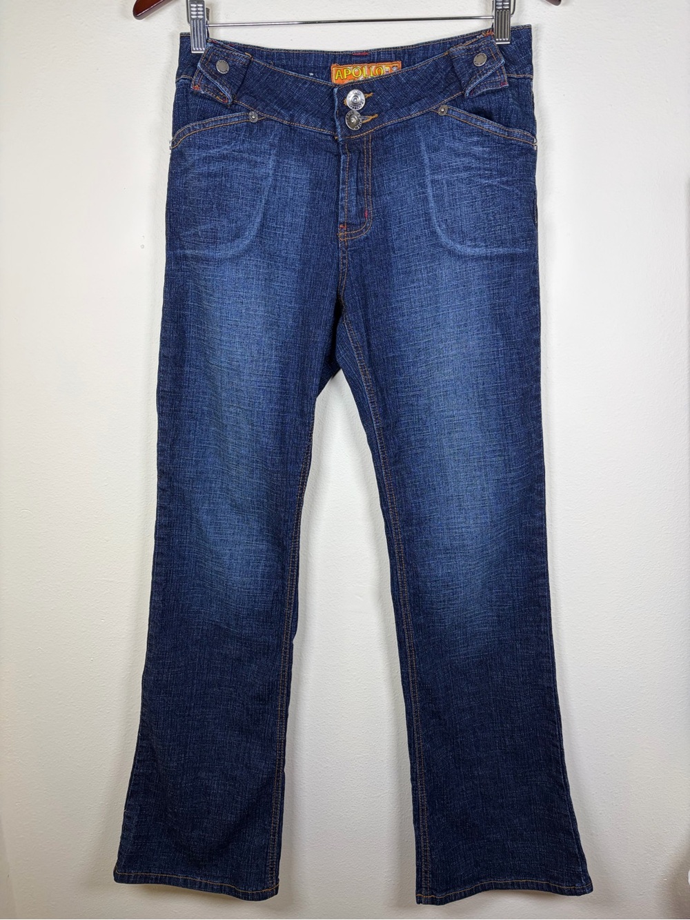Apollo Jeans 90s/ Y2K Asymmetrical Crossover Waist Bootcut Jeans Size 9/10